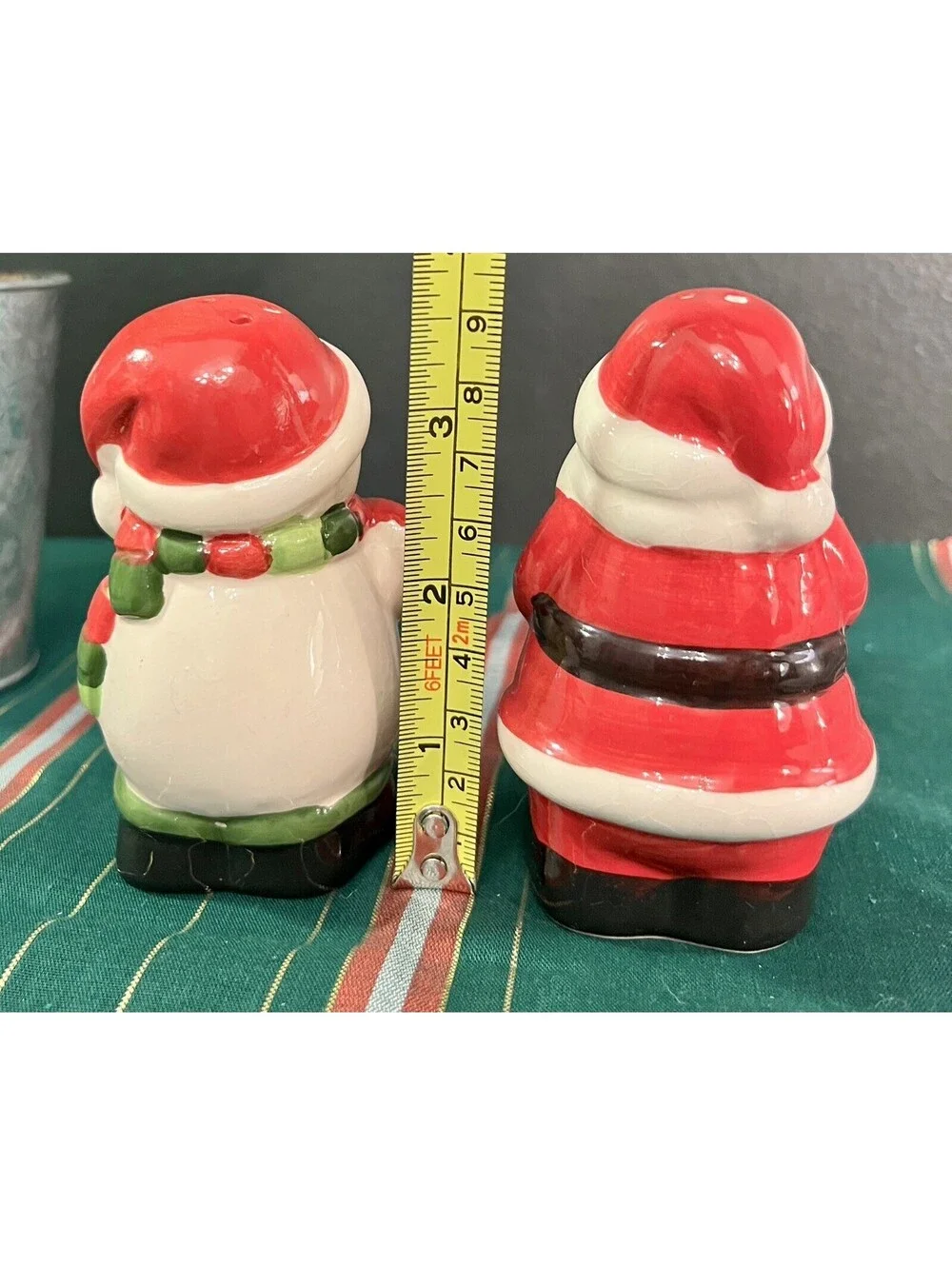 VINTAGE Christmas Holiday Salt & Pepper Shakers - Santa Claus & Snowman